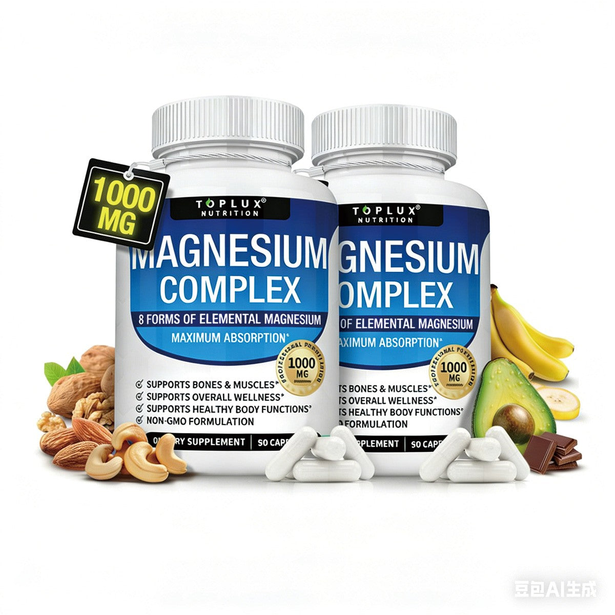 Toplux Magnesium Complex 8 Essential Magnesium Supplement 1000Mg