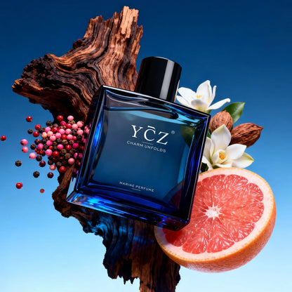 YCZ Midnight Marine Eau De Parfum 50Ml Unisex | Aromatic Aquatic Ocean Fresh Woody Perfume with Bergamot Coconut Amber | Long Lasting Luxury Arabian Fragrance for Men Women | Premium Gift
