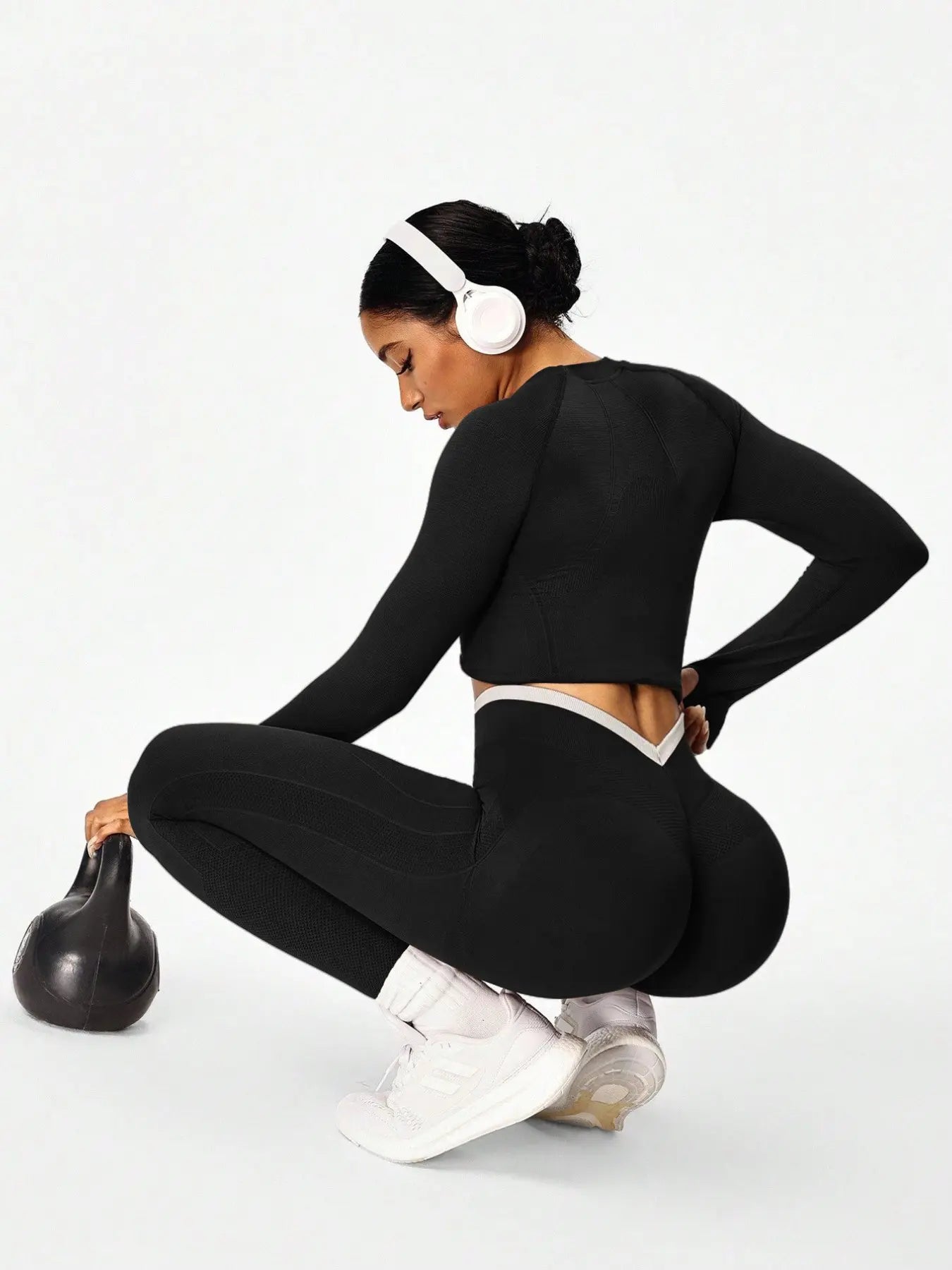 Women'S Sporty High-Waist Pants, Slim Fit V-Neck Design, High Elasticity, Perfect for Cycling Running Yoga Gym