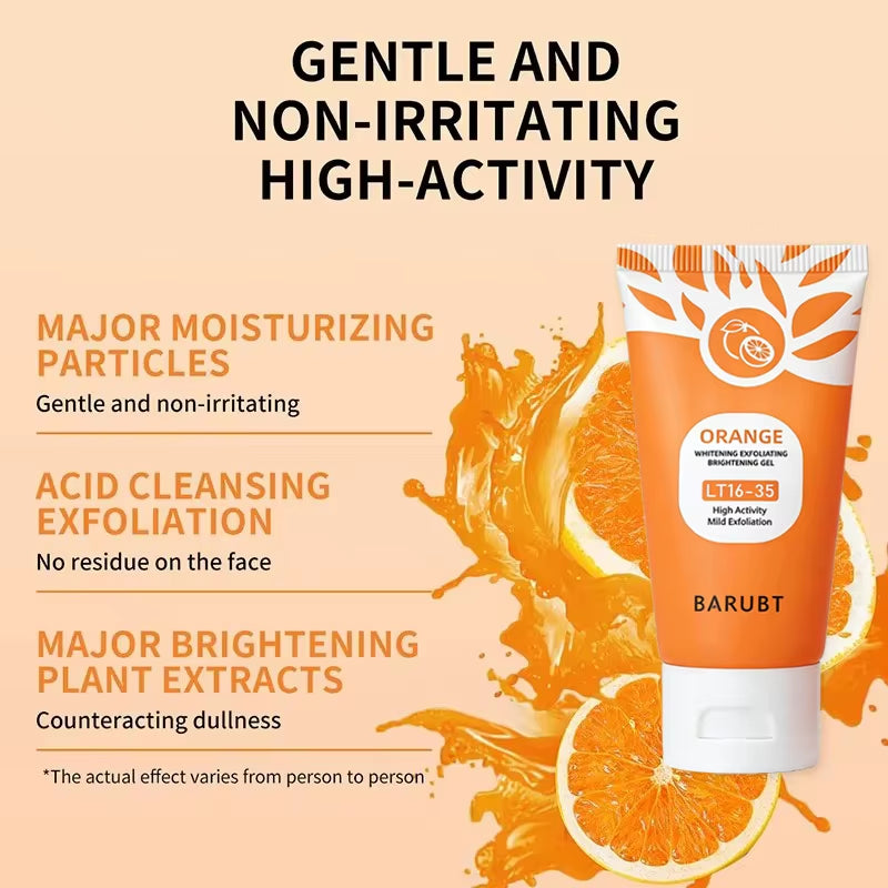 50G Orange Exfoliating Gel for Facial Body Gentle Orange Facial Scrub Body Cleansing Gel Dead Skin Remover Scrub Skin Cleaning