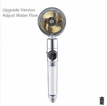 Pressurized Shower Head Water Saving 360 Rotating Twin Turbo Pressurized Propeller Fan Shower Head Bathroom Accessories