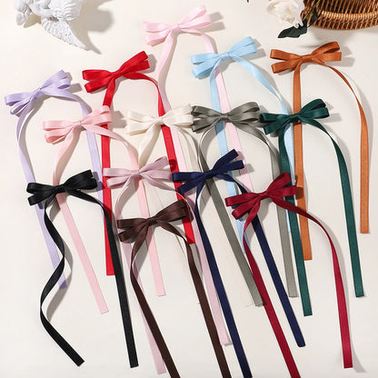 2Pcs New Cute Ribbon Bow Headband Long Tassel Hair Clip Women'S Hair Accessories Girls Party Headwear Side Clips Wholesale