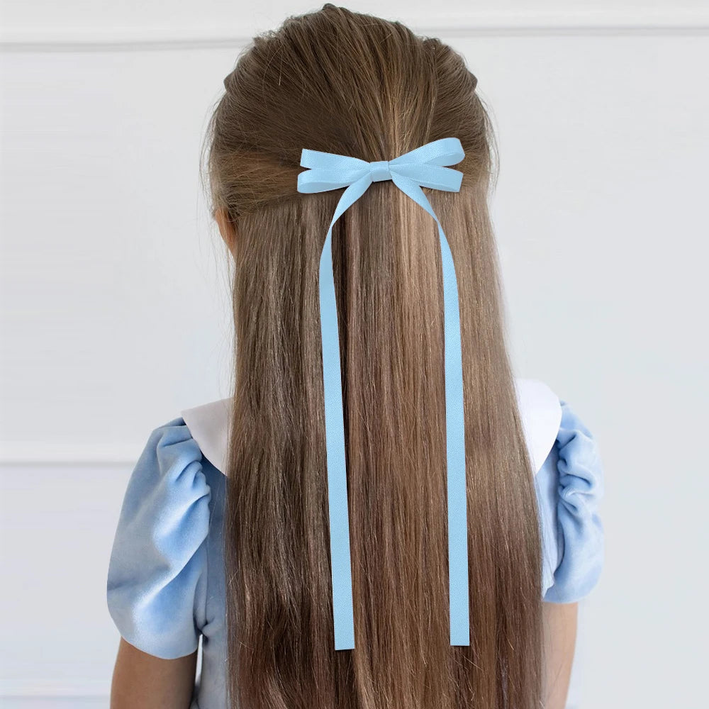 2Pcs New Cute Ribbon Bow Headband Long Tassel Hair Clip Women'S Hair Accessories Girls Party Headwear Side Clips Wholesale
