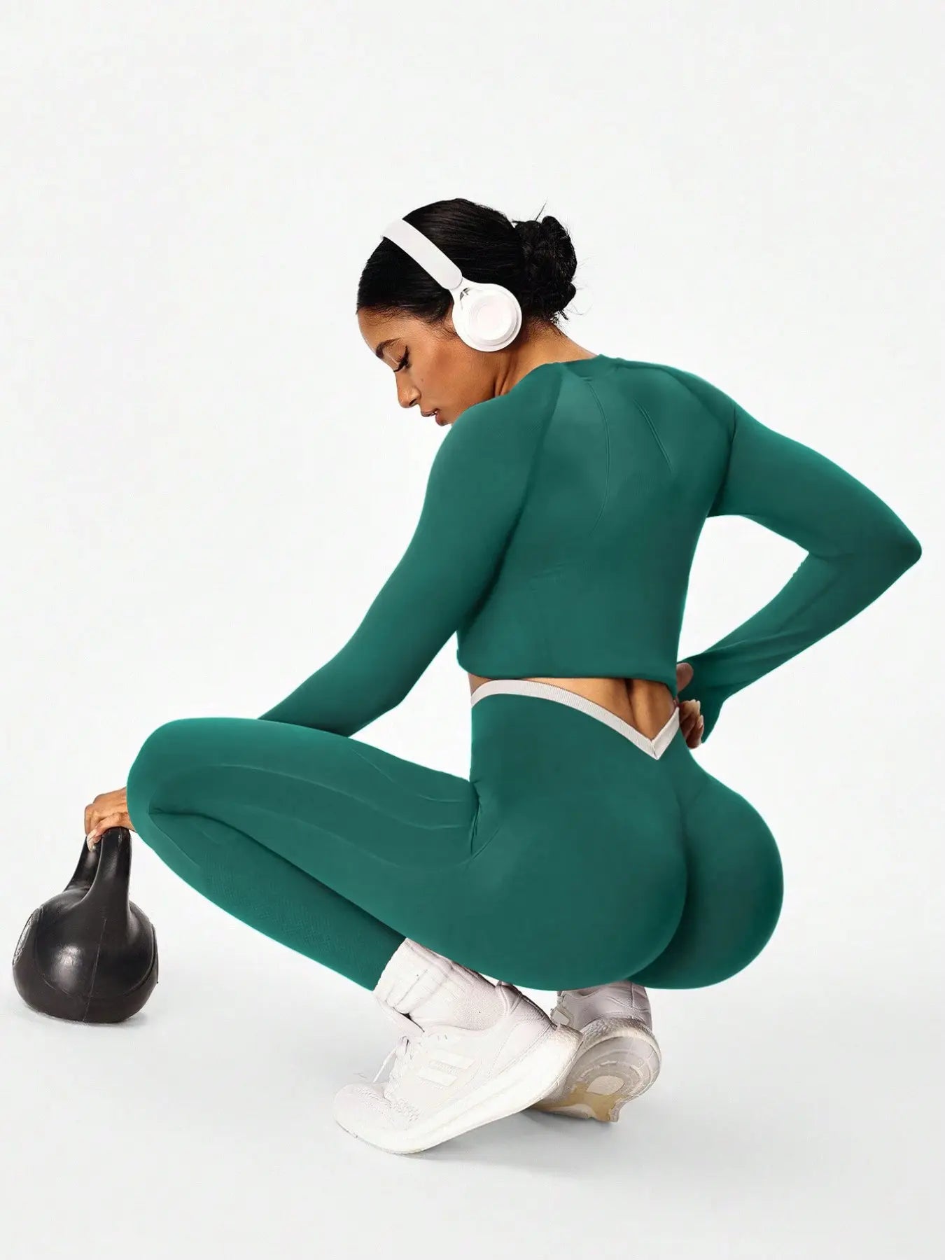 Women'S Sporty High-Waist Pants, Slim Fit V-Neck Design, High Elasticity, Perfect for Cycling Running Yoga Gym