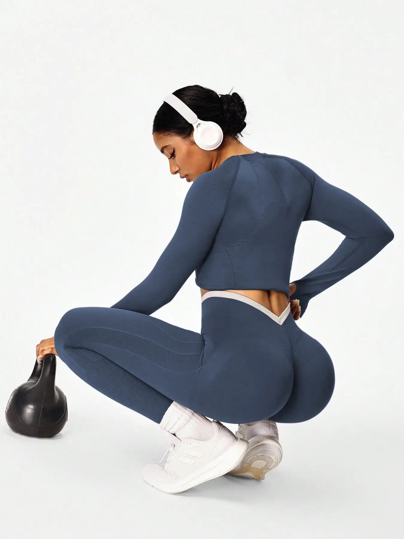 Women'S Sporty High-Waist Pants, Slim Fit V-Neck Design, High Elasticity, Perfect for Cycling Running Yoga Gym