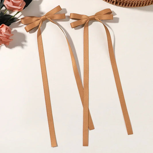 2Pcs New Cute Ribbon Bow Headband Long Tassel Hair Clip Women'S Hair Accessories Girls Party Headwear Side Clips Wholesale
